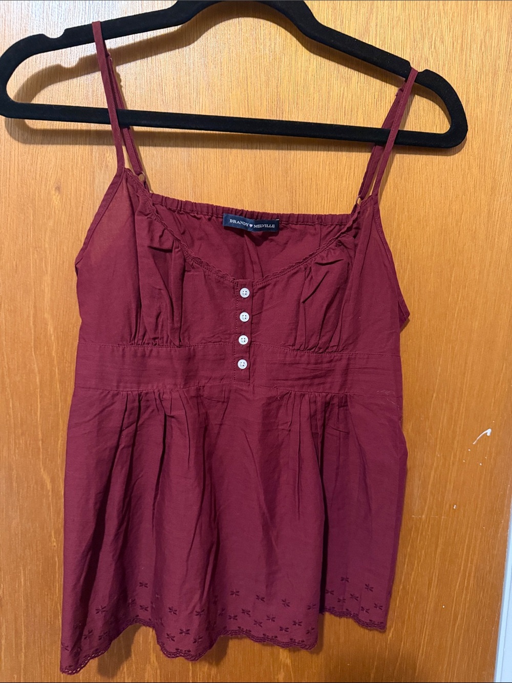 Brandy Melville Burgundy Button-Front Spaghetti Strap Tank